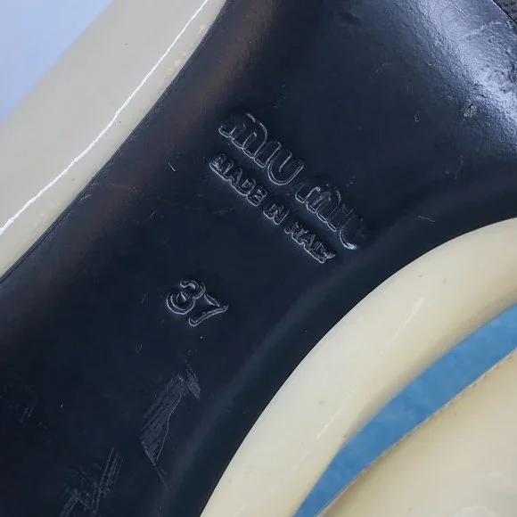 Miu Miu Two Tone Patent Leather Double Bow Pointed Toe kitten heels Size 6.5 - Picture 7 of 16